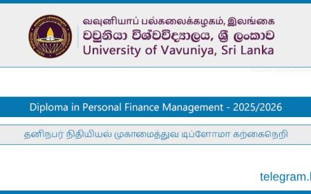 University of Vavuniya Invites Applications – Diploma in Personal Finance 2025