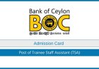BOC Bank – Admission Card 2025 for Trainee Staff Assistant Exam (Open Competitive)