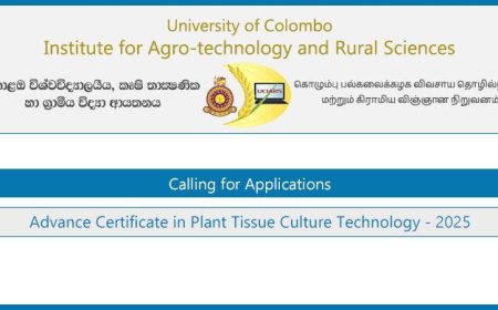 Advance Certificate in Plant Tissue Culture 2025 – University of Colombo (UCIARS)