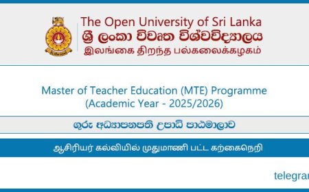 Master of Teacher Education (MTE) 2025 – Apply Now at Open University of Sri Lanka (OUSL)