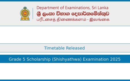 Grade 5 Scholarship Exam Time Table Released 2025