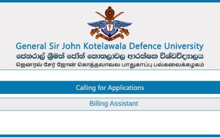 Kotelawala Defence University (KDU) Hospital Jobs 2025 – Billing Assistant