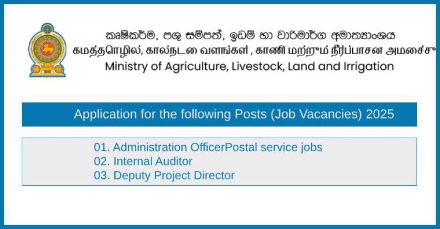 Agriculture Ministry SARP Project Vacancies 2025 – Apply Now for Admin Officer, Auditor, Project Director