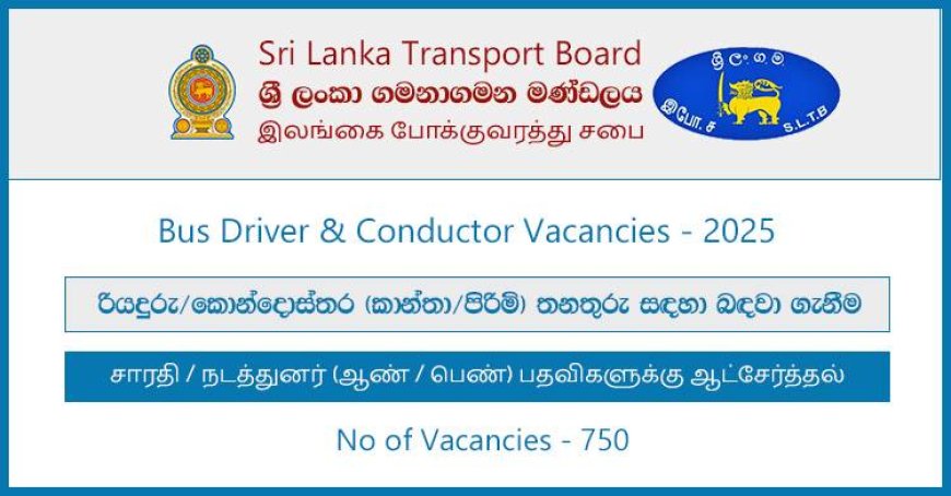SLTB/CTB Bus Driver and Conductor Vacancies 2025 – Apply Now!
