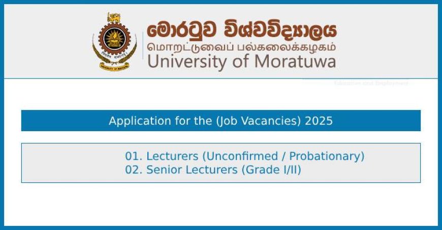University of Moratuwa (UoM) Lecturer Vacancies 2025 – Faculty of Business – Apply Now