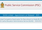 SLEAS Limited Exam Appointment List 2025