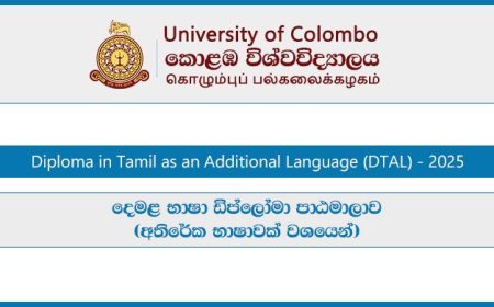 Diploma in Tamil as an Additional Language (DTAL) 2025 – University of Colombo