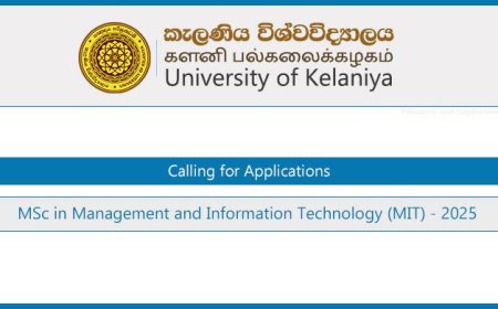 University of Kelaniya MSc in Management and IT (MIT) – Intake 2025