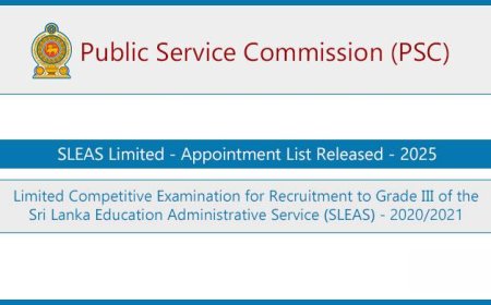 SLEAS Limited Exam Appointment List 2025
