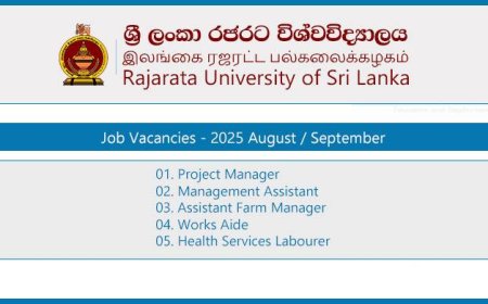 Rajarata University Job Vacancies – August 2025 | Apply Now!