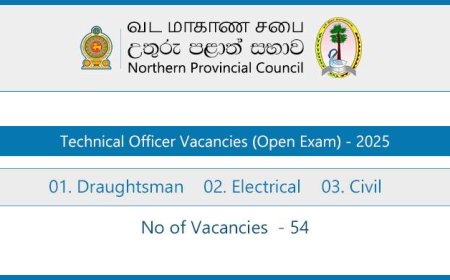 Northern Province Technical Officer Vacancies 2025 – Open Competitive Examination (54 Vacancies)