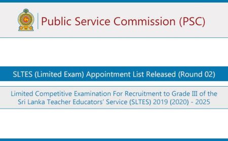 SLTES Limited Exam Appointment List 2025 (Round 02) – Ministry of Education