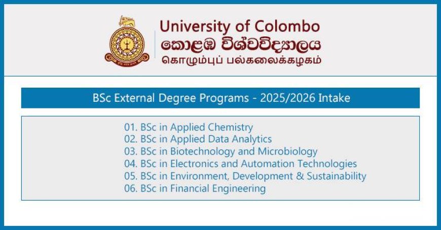 University of Colombo – BSc External Degree Programmes 2025 (2026 Intake)