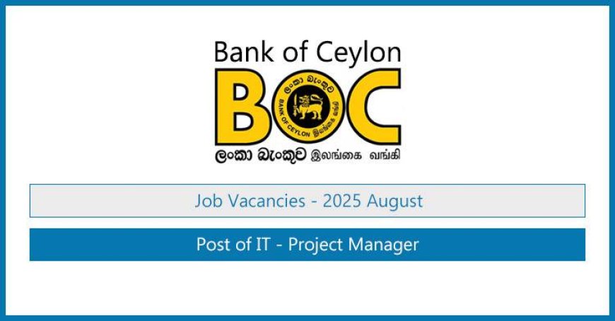 BOC Bank Vacancies 2025 – Post of IT Project Manager