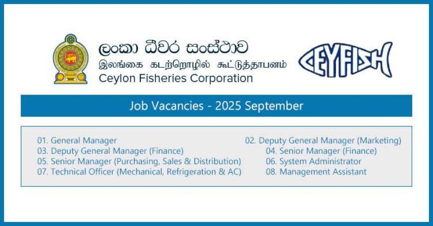 Ceylon Fisheries Corporation (CFC) Job Vacancies – September 2025